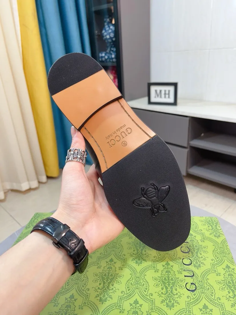 Men's Men's Shoes 💰480🌹🌹【GUCCI】The most popular classic Gucci leather shoes. Synchronized with the official website, the upper is made of Italian first-layer cowhide ➕cowhide lining, with unique brand and unique craftsmanship. Highlighting the hot style of the new year. Stop hesitating, stop wandering, get it now. Number: 38--44